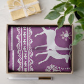 Retro Rentiere und Schneeflocken Lila Weihnachten Seidenpapier (Geschenk)