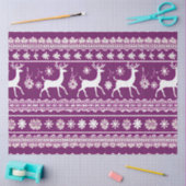 Retro Rentiere und Schneeflocken Lila Weihnachten Seidenpapier (Basteln)