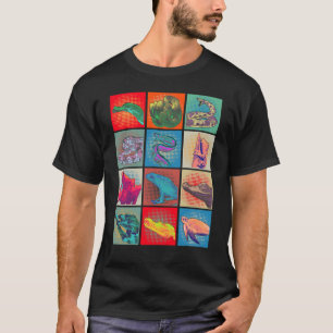 Retro Reptile Collage Schlange Frosch Schildkröte T-Shirt
