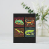 Retro Reptiles Lizard Chameleon Iguana Postkarte (Stehend Vorderseite)