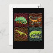 Retro Reptiles Lizard Chameleon Iguana Postkarte (Vorne/Hinten)