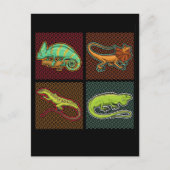 Retro Reptiles Lizard Chameleon Iguana Postkarte (Vorderseite)