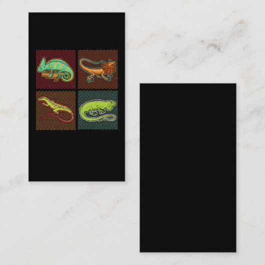 Retro Reptiles Lizard Chameleon Iguana Visitenkarte (Vorne/Hinten)