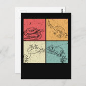 Retro Reptiles Snake Gecko Frog Chameleon Postkarte (Vorne/Hinten)