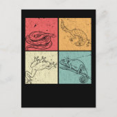 Retro Reptiles Snake Gecko Frog Chameleon Postkarte (Vorderseite)