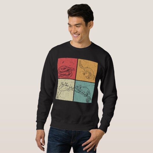 Retro Reptiles Snake Gecko Frog Chameleon Sweatshirt (Vorne ganz)