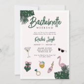 Retro Resort Bachelorette Einladung (Vorderseite)