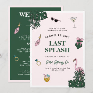 Retro-Resort Letzter Spritzer Junggesellinnen-Woch Einladung