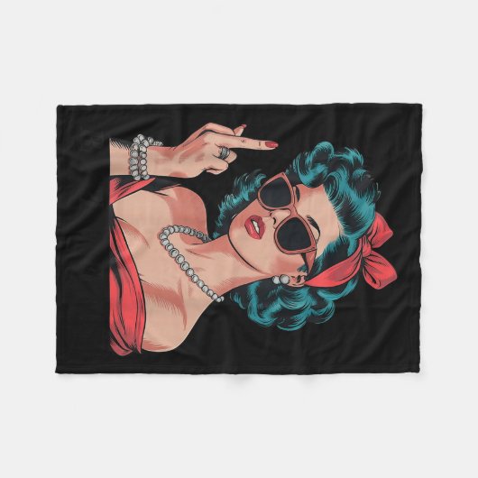Retro Respectfully Funny N Up Girl Sy Style  Fleecedecke (Vorderseite (Horizontal))