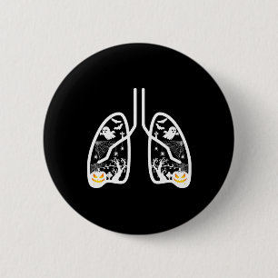 Retro Respiratory Therapist Rt Lung Ghost Pumpkin Button
