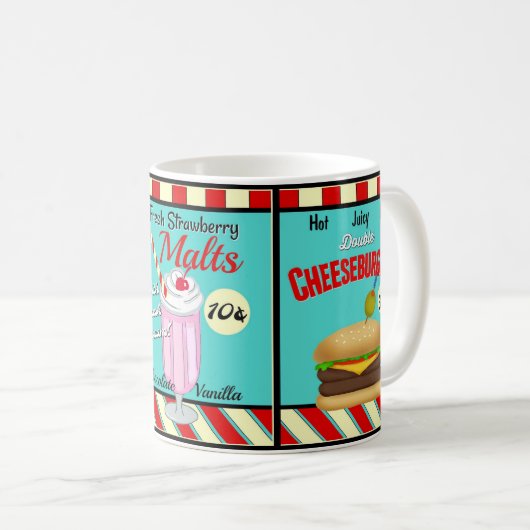 Retro Restaurant-Zeichen Kaffeetasse (VorderseiteRechts)
