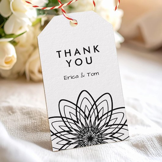 Retro-Retro-Farbgebung mit minimalistischem Blumen Geschenkanhänger