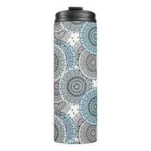 Retro, Retro-Muster, blau und grau, elegant Thermosbecher