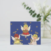 Retro-Retro WeihnachtsAngeln Feiertagspostkarte (Stehend Vorderseite)