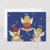 Retro-Retro WeihnachtsAngeln Feiertagspostkarte (Vorne/Hinten)