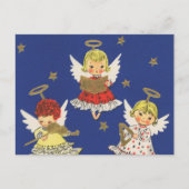 Retro-Retro WeihnachtsAngeln Feiertagspostkarte (Vorderseite)