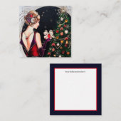 Retro-Retro Weihnachtsfrau Quadratische Visitenkarte (Vorne/Hinten)