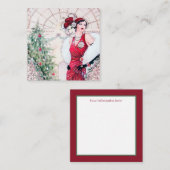 Retro-Retro Weihnachtsfrau Quadratische Visitenkarte (Vorne/Hinten)