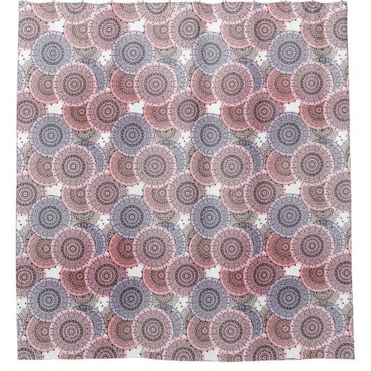 Retro, Retromuster, beige, grau, elegant Duschvorhang (Vorderseite)