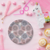 Retro, Retromuster, beige, grau, elegant Pappteller (Party)