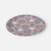 Retro, Retromuster, beige, grau, elegant Pappteller (Schrägansicht)