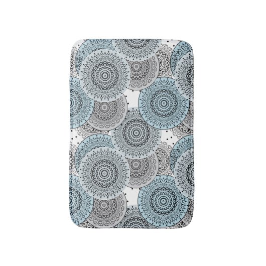 Retro, Retromuster, blau und grau, elegant Badematte (Vorderseite Vertikal)