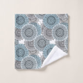 Retro, Retromuster, blau und grau, elegant Badhandtuch Set (Waschlappen)