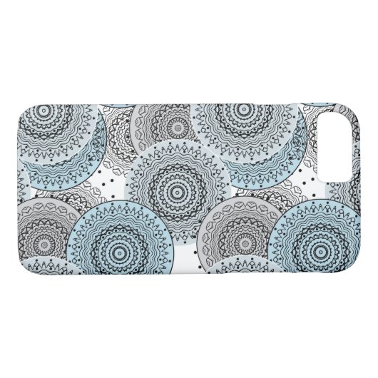 Retro, Retromuster, blau und grau, elegant Case-Mate iPhone Hülle (Rückseite (Horizontal))