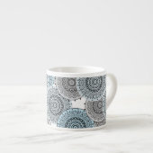Retro, Retromuster, blau und grau, elegant Espressotasse (Vorderseite Rechts)