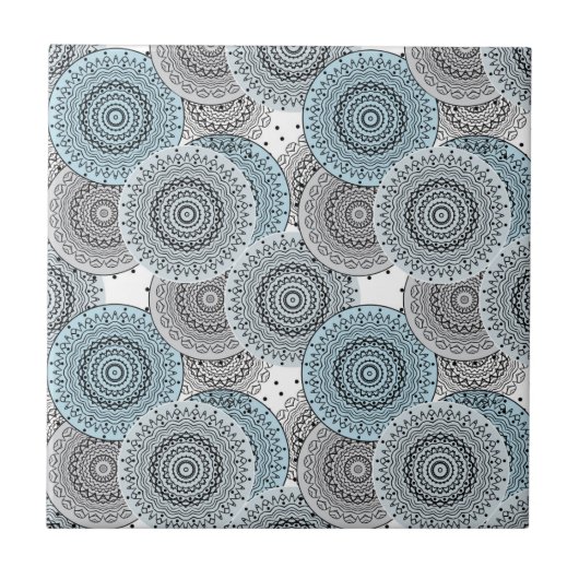 Retro, Retromuster, blau und grau, elegant Fliese (Vorderseite)