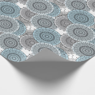 Retro, Retromuster, blau und grau, elegant Geschenkpapier