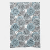 Retro, Retromuster, blau und grau, elegant Geschirrtuch (Vertikal)