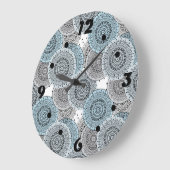 Retro, Retromuster, blau und grau, elegant Große Wanduhr (Winkel)
