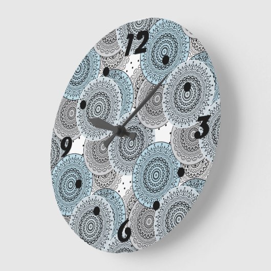 Retro, Retromuster, blau und grau, elegant Große Wanduhr (Winkel)