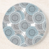 Retro, Retromuster, blau und grau, elegant, ma Getränkeuntersetzer (Vorne)