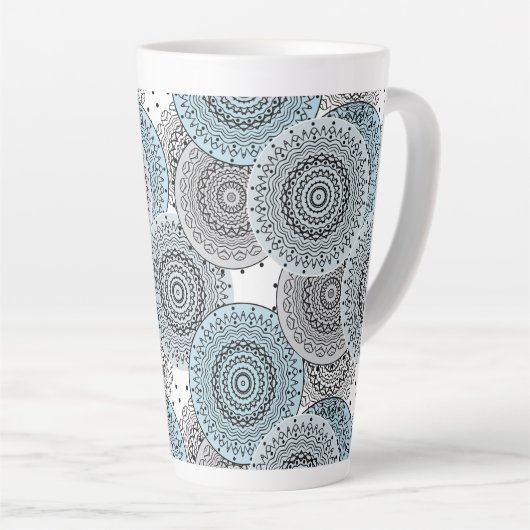 Retro, Retromuster, blau und grau, elegant Milchtasse (Rechte Ecke)