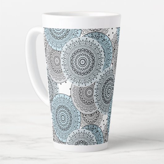 Retro, Retromuster, blau und grau, elegant Milchtasse (Linke Ecke)