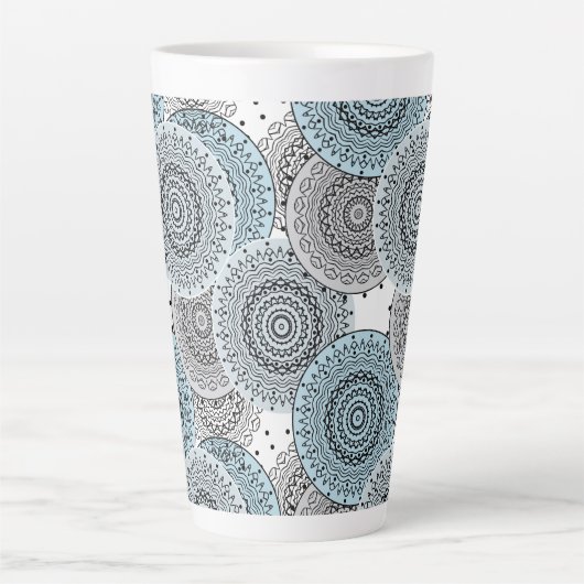 Retro, Retromuster, blau und grau, elegant Milchtasse (Vorderseite)