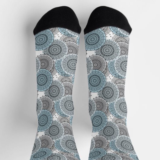 Retro, Retromuster, blau und grau, elegant Socken (Oben)