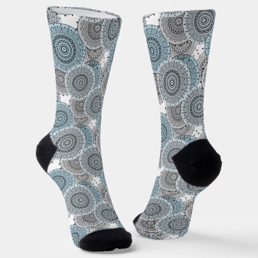 Retro, Retromuster, blau und grau, elegant Socken (Gewinkelt)