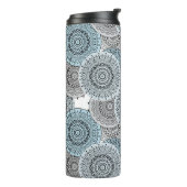 Retro, Retromuster, blau und grau, elegant Thermosbecher (Nach links gedreht)