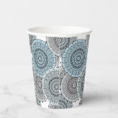 Retro, Retromuster, blau und grau, elegantes Bad Pappbecher (Rechts)