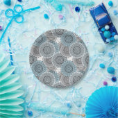 Retro, Retromuster, blau und grau, elegantes Bad Pappteller (Party)