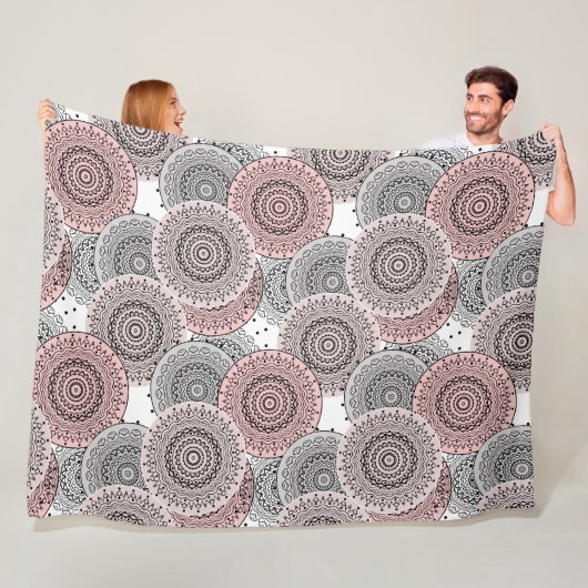 Retro, Retromuster, blau und rosa, elegant Fleecedecke (Beispiel)