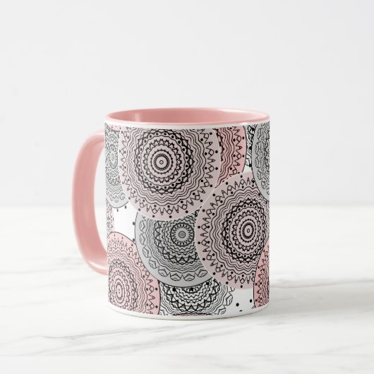 Retro, Retromuster, blau und rosa, elegant Tasse (Vorderseite Links)