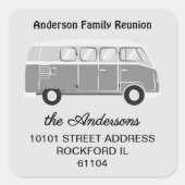 Retro Return Address Family Reunion Quadratischer Aufkleber (Vorderseite)