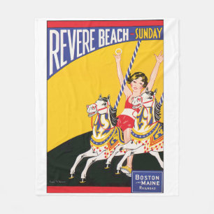 Retro-Revere-Beach-Karussellplakat Nostalgisch Fleecedecke