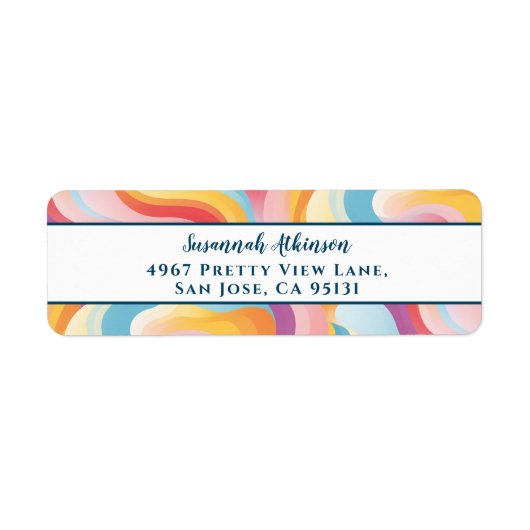 Retro Revival Abstrakt Boho Regenbogenwelle (Vorne)