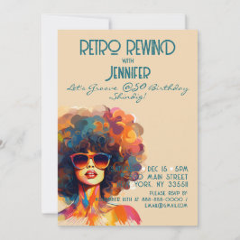 Retro Rewind 50. Geburtstag Shindig Party Einladung
