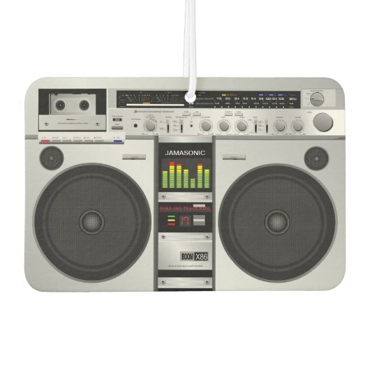 Retro Rewind: Anpassbare Boombox-Grafik der 80er J Autolufterfrischer (Vorderseite)
